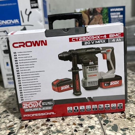 Marteau perforateur sans fil 20V 18mm 2 batteries 4Ah CROWN